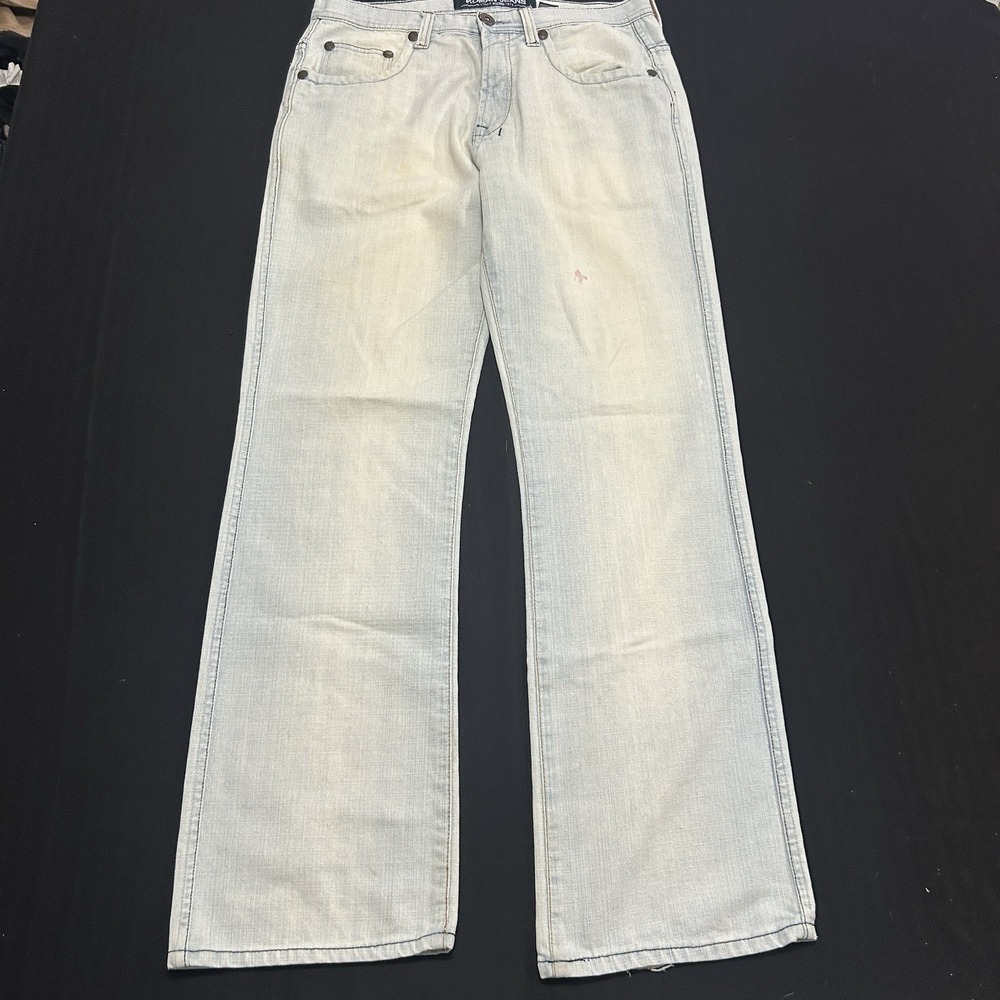 Koman Jeans Y2K Men's 32x34 Light Wash Denim Baggy Boot Cut Flared